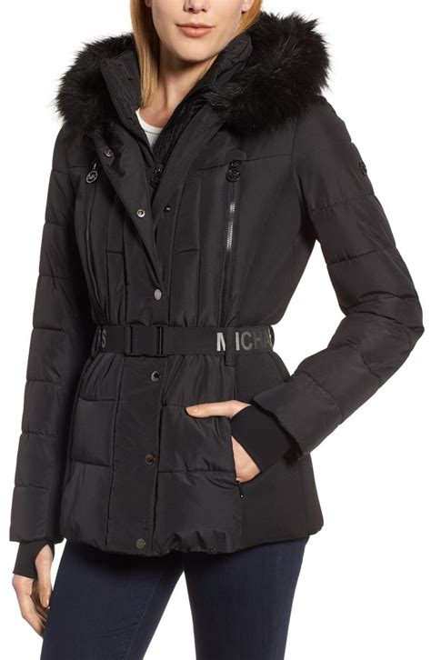 michael michael kors faux-fur-trim puffer coat|Michael Kors down puffer coat.